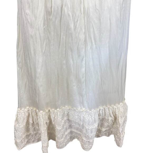 Vintage Prairie Cottagecore Victorian Bishio Sleeve Embroidered Ivory Dress XS - Picture 11 of 14